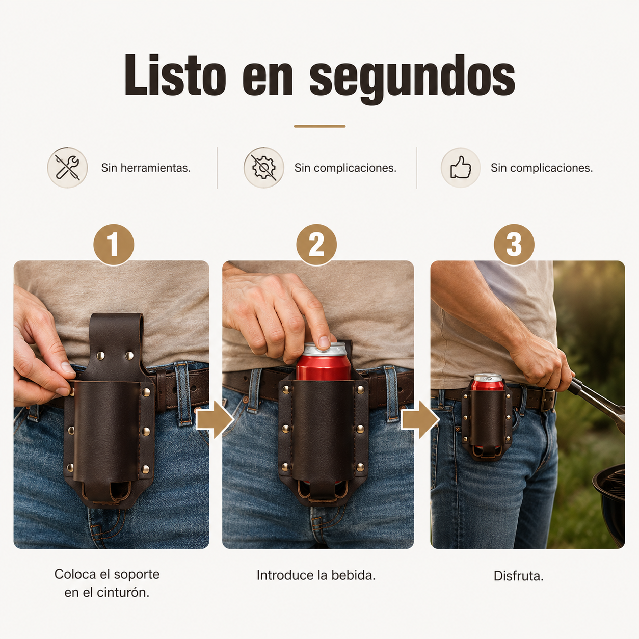 Portabebidas de Cuero para Cinturón